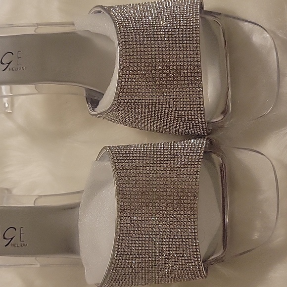 Clear/ Rhinestone Block Heels - Picture 3 of 5